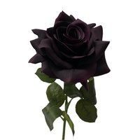 Vente flash : rose noire artificielle en latex, toucher réaliste, 65 cm, pour décoration de mariage, de maison ou de table
