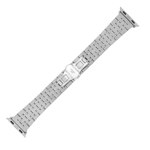 สายนาฬิกาไทเทเนียมสำหรับ Apple Watch แบบหัวเข็มขัดพับสองปุ่ม สีเงิน สายแบบเชื่อมต่อ ระบายอากาศได้ดี ยืดหยุ่น แฟชั่น - Product Image 3