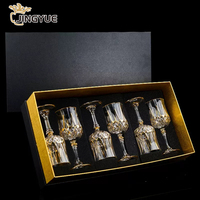 Coupe à Champagne sur Pied Longue Dorée Diamant, Verre à Vin de Luxe Peint à la Main avec Bordure Or Vintage, dans une Boîte Cadeau