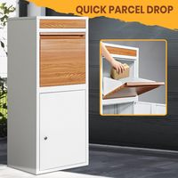 Grande boîte postale et de colis extérieure murale en métal à motif de bois pour livraison de colis à domicile boîtes de ramassage