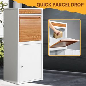 Grande boîte postale et de <span class=keywords><strong>colis</strong></span> extérieure murale en métal à motif de bois pour livraison de <span class=keywords><strong>colis</strong></span> à <span class=keywords><strong>domicile</strong></span> boîtes de ramassage - Product Image 3