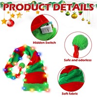Decorazioni per Feste di Natale 2025, Cappello da Elfo di Babbo Natale in Peluche Corto con Luci LED per Adulti