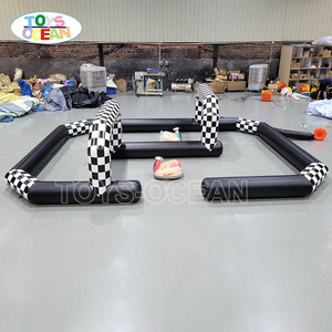 Piste <span class=keywords><strong>de</strong></span> course gonflable robuste pour voitures tamponneuses, piste <span class=keywords><strong>de</strong></span> karting gonflable à carreaux pour enfants et fêtes foraines - Product Image 1