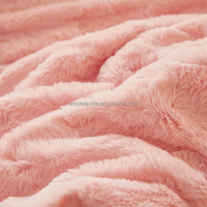 Pink 3D Carved Rabbit Milk Velvet Bedding Set Luxury <strong>Cream</strong> Fluffy Fleece Duvet Cover Warm <strong>BedSheets</strong> for Winter Bedroom - Product Image 5