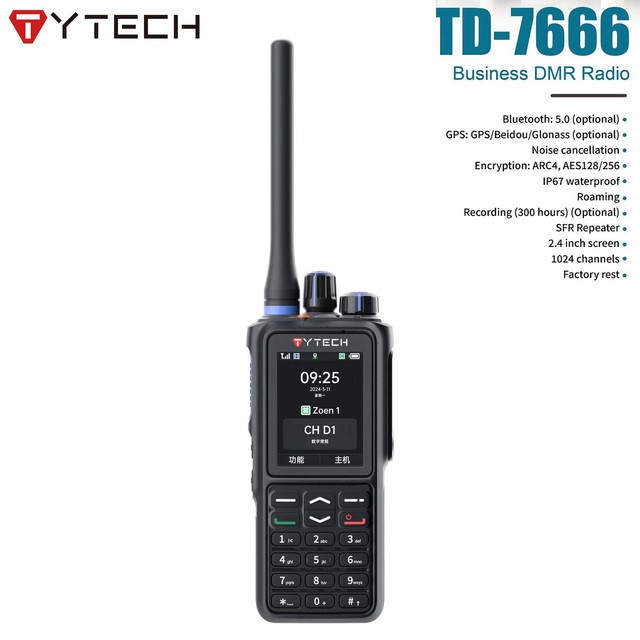 Tyt Td-7666 8W GPS Tracking Dispatch Software Portable Dmr Two Way Radio Walkie Talkie