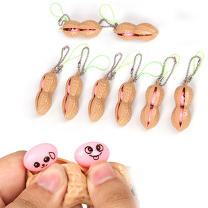 Porte-clés à presser infini en plastique en forme d'arachide, jouet sensoriel fantaisie anti-anxiété et anti-stress - Product Image 1