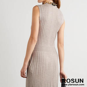 Chiusura con bottoni lungo abito Maxi maglione in <span class=keywords><strong>maglia</strong></span> a vita bassa in <span class=keywords><strong>lana</strong></span> a costine anteriori - Product Image 4