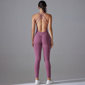 Body attillato da donna <span class=keywords><strong>Korkmaz</strong></span> senza schienale, tuta sportiva da yoga con effetto push-up, traspirante e ad asciugatura rapida in Spandex/Nylon - Product Image 4