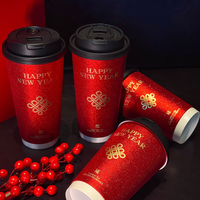 Gobelets en papier noir à double paroi, imperméables, personnalisables avec logo, pour café, impression à chaud, vente en gros