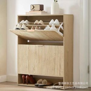 Chinese Style Solid Wood <b>Shoe</b> <b>Rack</b> With Ventilation Grille For Home Entrance Space Saving Design - Product Image 2