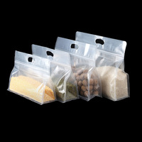 Gratis sample, geen minimale afname, voorraad voor winkels, gedroogd fruit, granen, zijdelings gesealde transparante staande achthoekige zak met handvat