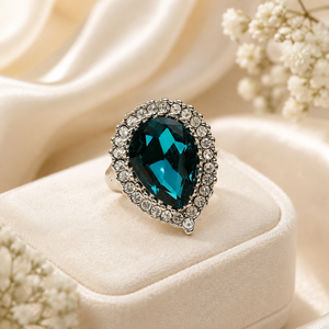Anello Blu da Donna Stile Vintage per Uso Quotidiano, Accessorio da Dito - Product Image 4