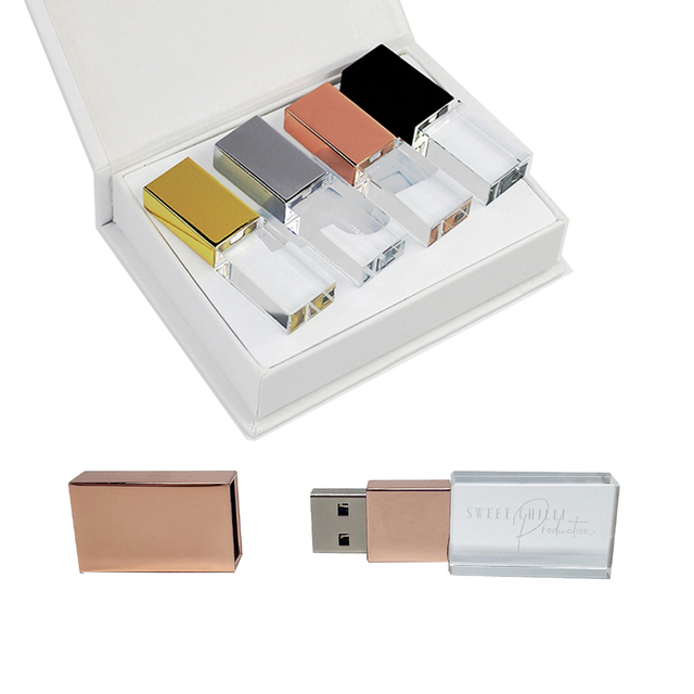 Free Custom 3D Laser logo Memory Stick Metal Usb Crystal USB Flash Drive 32g With Led Light Wooden USB Flash Drive With Gift Box