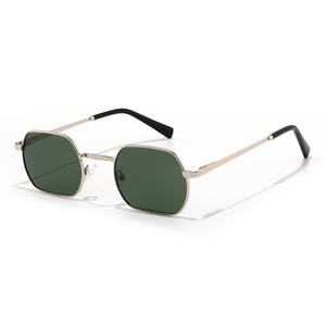 Gafas de Sol Rectangulares Unisex con Marco Metálico, Lentes Verdes, Protección UV400, Protección Solar para Adultos - Product Image 1