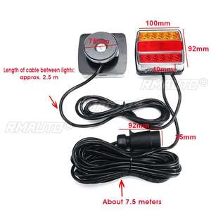 2 pièces Feux arrière LED magnétiques 12V pour camion, éclairage de plaque d'immatriculation, feu stop, signalisation pour remorque, caravanes, camping-cars, VTT, bateau IP68 - Product Image 3