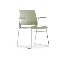 Chaise de bureau ergonomique en acier durable au design moderne avec accoudoirs, empilable, pour usage domestique, bureautique, réunions et formations