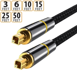 Câble <span class=keywords><strong>audio</strong></span> <span class=keywords><strong>numérique</strong></span> <span class=keywords><strong>optique</strong></span> Toslink plaqué or 24 carats (<span class=keywords><strong>S</strong></span>/<span class=keywords><strong>PDIF</strong></span>) mâle vers mâle, prise en charge SPDIF, Dolby 7.1 DTS, fibre <span class=keywords><strong>optique</strong></span>, nylon tressé - Product Image 2