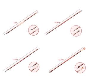 Estrattore di <span class=keywords><strong>Acne</strong></span> in oro rosa professionale in acciaio inossidabile per rimuovere l'<span class=keywords><strong>acne</strong></span> ago per punti neri 4 pezzi strumento di bellezza - Product Image 4