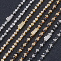 Collier Chaîne Tennis NUOYA 6mm Scintillant Diamanté avec Fermoir à Ressort, Zircon Rond Motif Étoile, Chaîne Iced Out, Bijoux Hip Hop