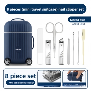 Vente en gros de 8 pièces en acier inoxydable ensemble de manucure et de pédicure mini <span class=keywords><strong>valise</strong></span> à bagages outil coupe-ongles - Product Image 5