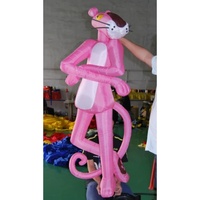Mascotte géante gonflable personnalisée Léopard rose de dessin animé, modèle animal gonflable sur pied pour la publicité et la décoration d'événements et de centres commerciaux