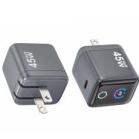 Chargeur mural rapide GaN 45W avec affichage numérique intelligent, adaptateur secteur Type C EU UK US pour ordinateur portable, téléphone, tablette, universel