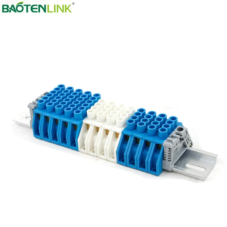 BAOTENG Factory Price bridge type screw clamp power distribution electric plastic din rail terminal block