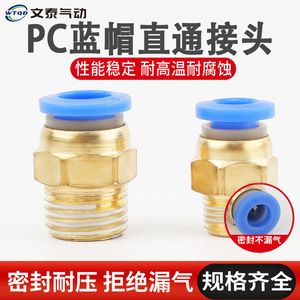 Raccord pneumatique rapide Wentai en laiton avec capuchon bleu, filetage M5, raccord pneumatique droit pour tuyau d'air 16-04 mm - Product Image 4