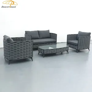 Allwetter-Luxus-Outdoor-Möbel Rattan-Gartenset Terrassenmöbel Seilgewebe Garten Lounge Outdoor-Sofa-Set