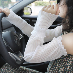 Manches en dentelle et maille pour femmes, protection UV, couvre-bras respirants pour la conduite, le cyclisme, protection solaire estivale, gants à manches longues - Product Image 3