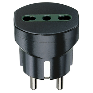 Adaptador de Enchufe Alemán a Francés P17 11 Negro, Conversor de Corriente para Viajes - Product Image 1