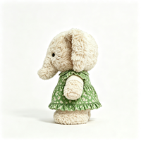 Vente en gros d'éléphant en peluche doux et bouclé, vêtu d'une robe verte à fleurs, design personnalisé, mascotte, cadeau, jouet en peluche