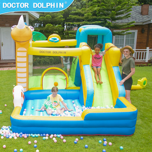 Château gonflable Dr Dauphin <span class=keywords><strong>Dinosaure</strong></span> <span class=keywords><strong>Basket</strong></span>-ball Super Glissade Amusant pour enfants 335x275x245cm 3 personnes - Product Image 1