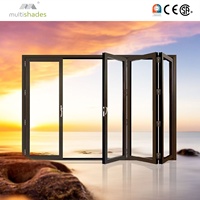 Porta Esterna in Alluminio Moderna Resistente agli Uragani NFRC, Porta Pieghevole in Vetro Doppio per Balcone e Patio, per Uso Alberghiero