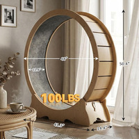 Roue d'exercice portable en bois naturel pour chat, grande roue d'exercice silencieuse, jouet de fitness pour animaux de compagnie pour chats d'intérieur