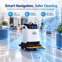 Robot de nettoyage commercial autonome 3-en-1 : balayage, lavage et récupération d'eau, réservoir d'eau de 110 L, batterie à échange rapide
