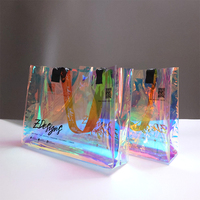 Sac à provisions fourre-tout irisé de plage de laser d'hologramme de cadeau de PVC holographique transparent