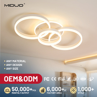 Plafonnier LED moderne minimaliste en forme d'anneau avec télécommande, pour chambre principale et salon, base en fer, plafonnier intelligent