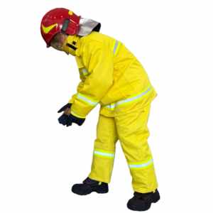 بدلة إطفاء حريق معتمدة من CE مصنوعة من القطن المقاوم للحريق، سترة وبنطلون باللون الأصفر الفلوري مع شريط عاكس - Product Image 6