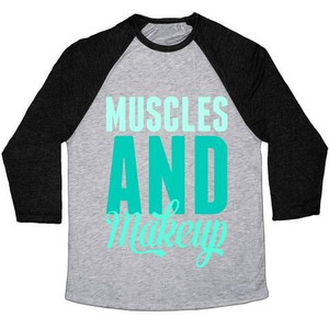 Camiseta de béisbol unisex de mezcla triple con estampado de músculos y maquillaje - Product Image 2