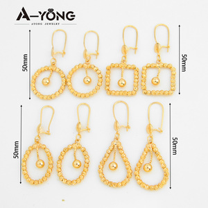 Pendientes Colgantes con Cuentas de Oro, Chapados en Oro de 21k, Estilo Dubái, Joyería para Mujer, para Eventos y Fiestas - Product Image 5