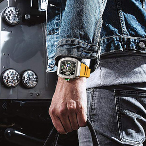 <span class=keywords><strong>Orologio</strong></span> Meccanico di Alta Qualità per <span class=keywords><strong>Uomo</strong></span>, Quadrante Luminoso <span class=keywords><strong>Giallo</strong></span>, Movimento Automatico, Cassa in Acciaio Inox e Gomma - Product Image 5