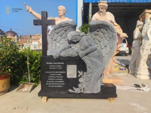 Современная черная гранитная статуя Ангела YUSHI, надгробная плита для кладбища, предназначенная для Momuments - Product Image 3