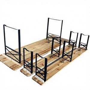 Ensemble table et bancs pliants pour bière, 176 cm, en bois <span class=keywords><strong>de</strong></span> sapin massif, pour pique-nique, terrasse, fête, camping, brasserie, barbecue, <span class=keywords><strong>jardin</strong></span> - Product Image 3