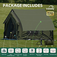 Tente pneumatique Coody 10.0 - Vert armée, tente de camping gonflable personnalisée, grande tente de camping de voyage, tente d'extérieur