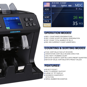Machine de comptage de billets certifiée ROHS 2026 avec écran TFT et détection de valeur mixte pour usage bancaire - Accepte la monnaie CAD - Product Image 2