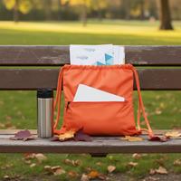 Sac à dos pliable imperméable avec logo personnalisé, poche zippée couleur unie et sac de courses