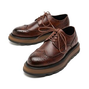 Chaussures habillées formelles en cuir véritable de vachette à enfiler avec semelle en caoutchouc épaisse <span class=keywords><strong>et</strong></span> motif sculpté pour le bureau <span class=keywords><strong>et</strong></span> la carrière, tailles 38-44 - Product Image 6