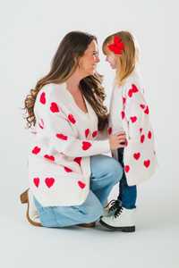 Mommy <strong>and</strong> Me Valentine's Day Baby Clothes Heart Pattern Long Sleeve Cardigan Girls Sweater Family <strong>Matching</strong> <strong>Outfits</strong> Wholesale - Product Image 5