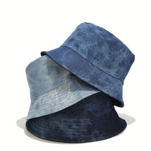 Outdoor <b>Reversible</b> Fisherman <b>Bucket</b> <b>Hat</b> 3D Embroidery Vintage Washed Denim Cycling Unisex Fishing Travel Casual - Product Image 2